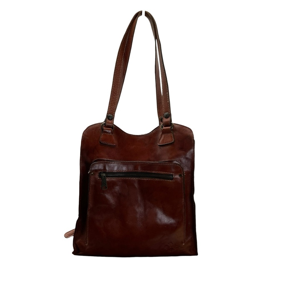 Patricia Nash Shoulder Tote Hand Bag Tooled Brown/ Cognac Leather‎ large Purse